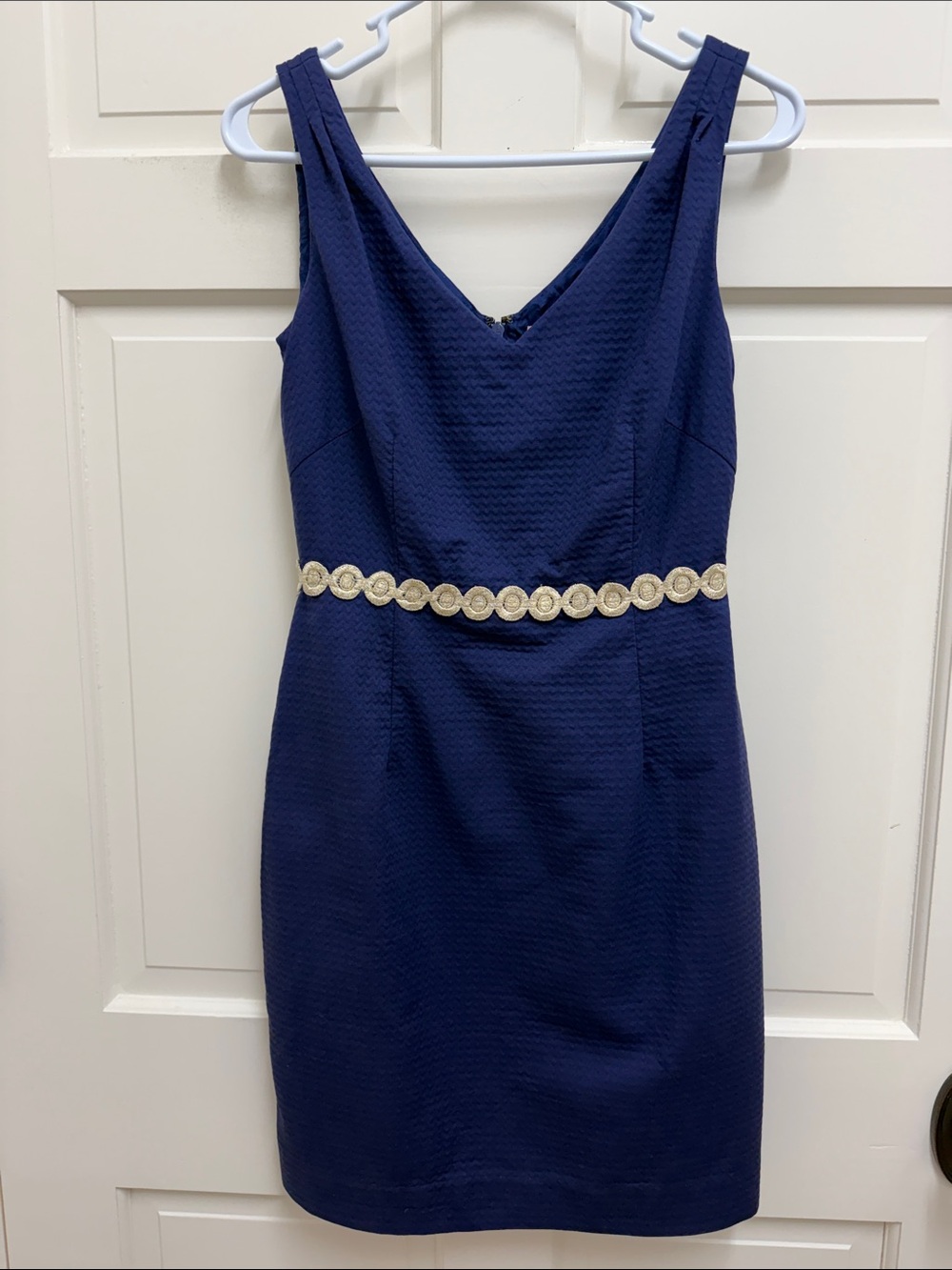 Lilly Pulitzer Sleeveless Navy Sheath Dress with Decorative Waist